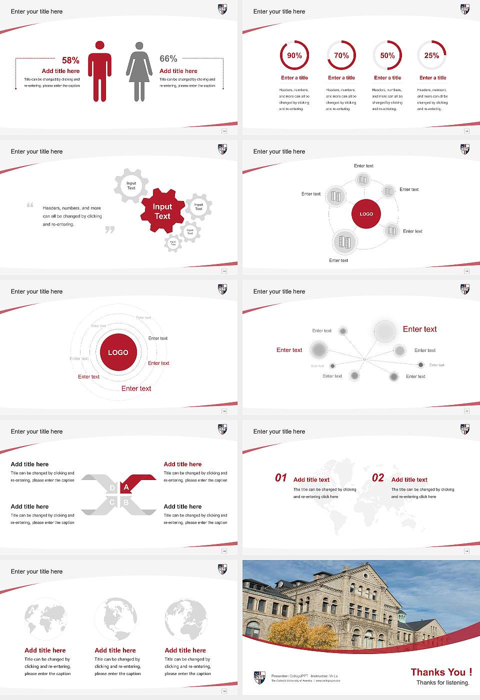 The Catholic University of America Course/Courseware Creation PPT Template16:9 ratio PPT effect preview image4