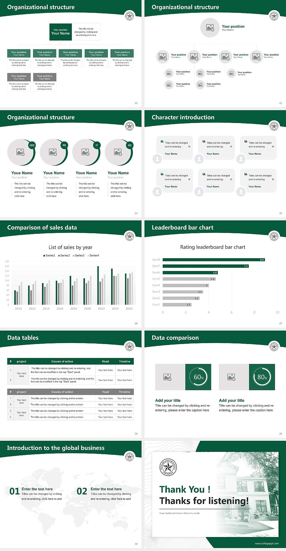 Texas Health and Science University-Austin Academic Presentation/Research Findings Report PPT Template4:3 ratio PPT effect preview image4