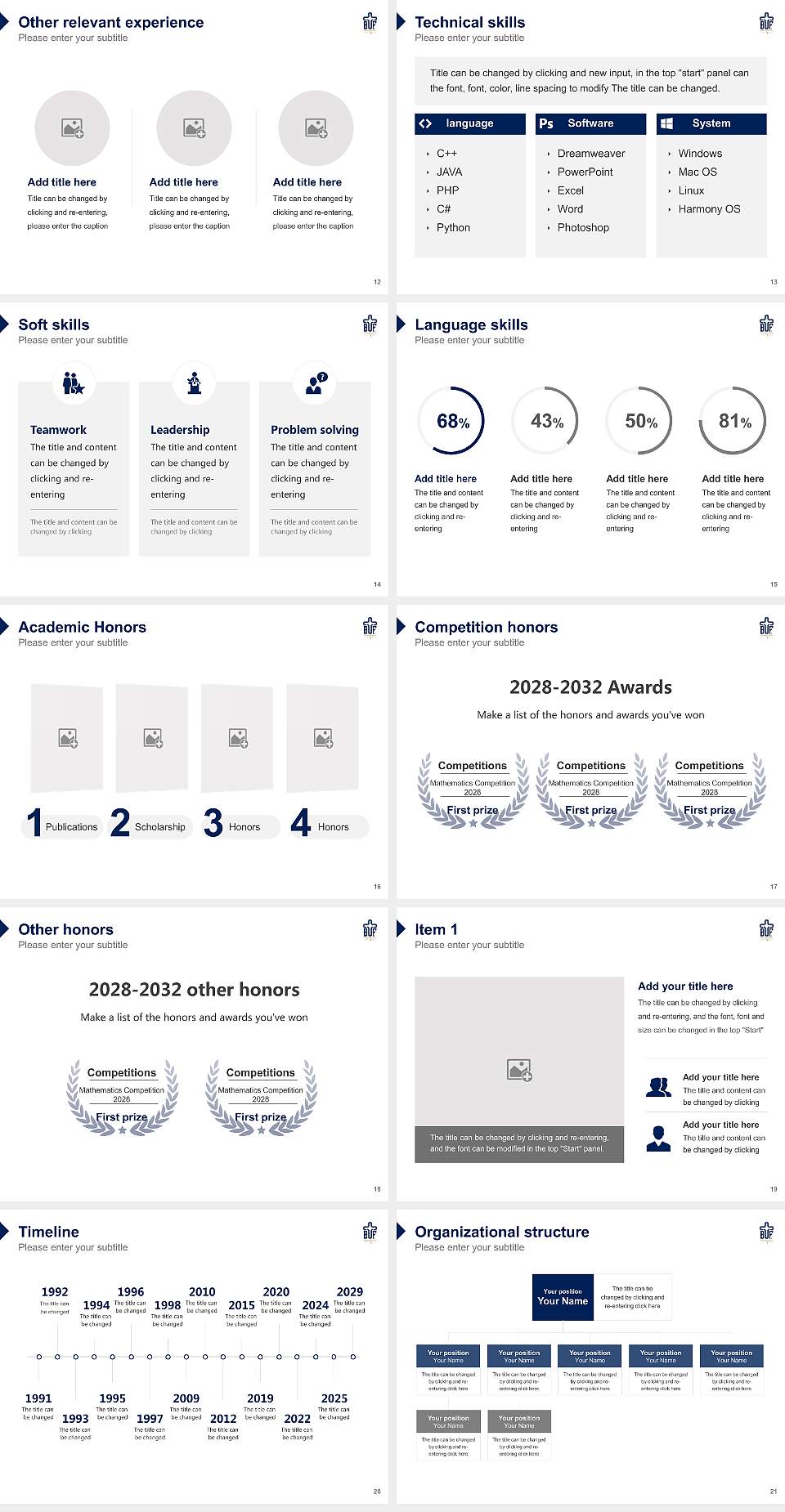 Baptist University of Florida Resume PPT Template4:3 ratio PPT effect preview image3