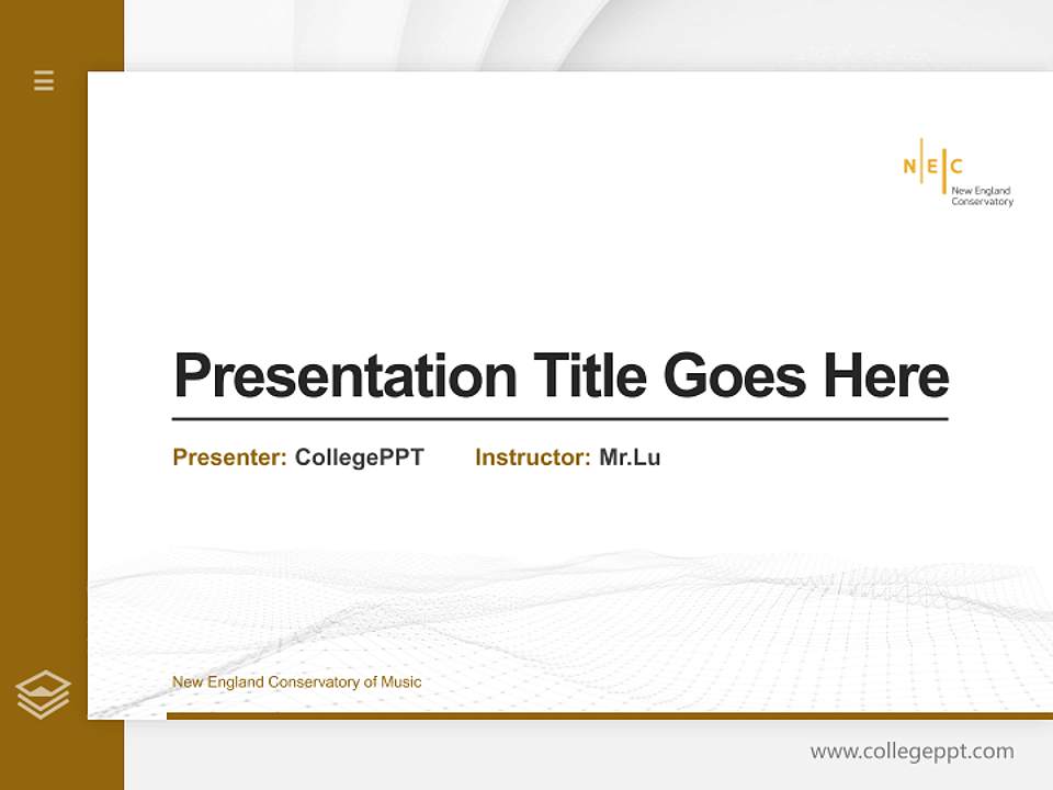 New England Conservatory of Music Thesis Proposal/Graduation Defense PPT Template4:3 ratio PPT effect preview image5