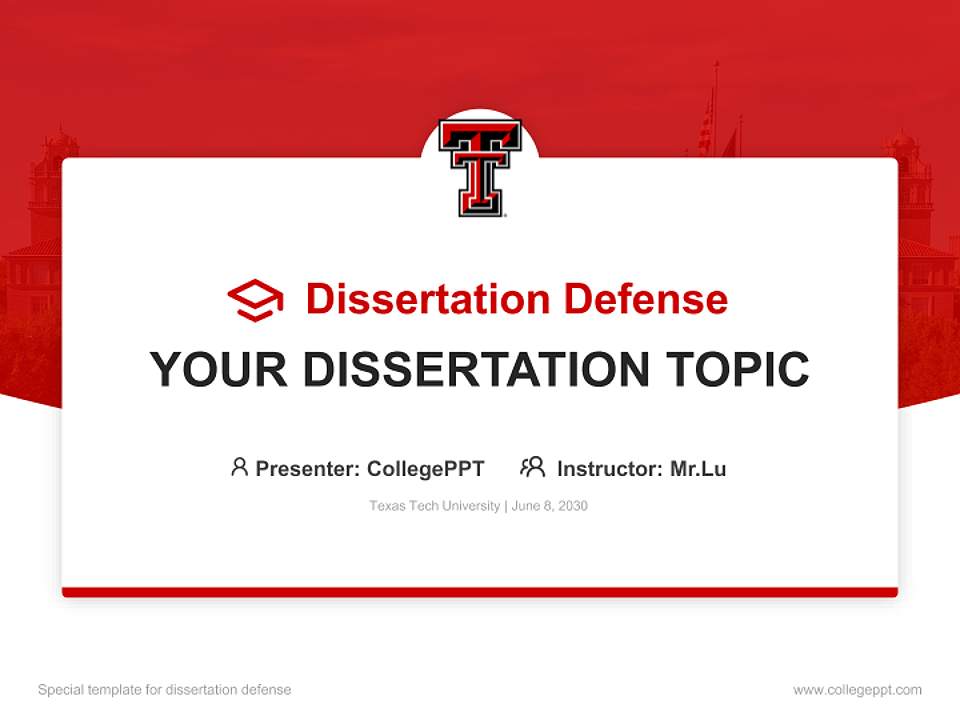 Texas Tech University Graduation Thesis Defense PPT Template4:3 ratio PPT effect preview image7