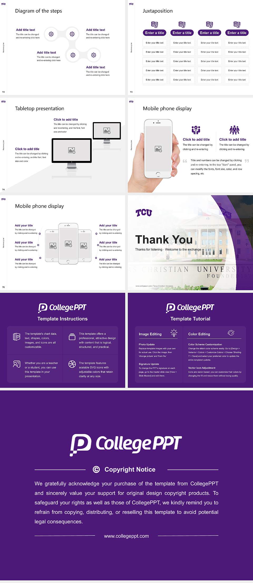 Texas Christian University Competition/Entrepreneurship Contest PPT Template4:3 ratio PPT effect preview image9