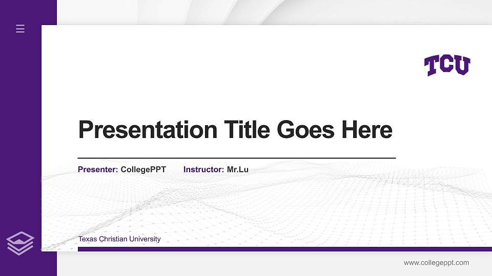 Texas Christian University Thesis Proposal/Graduation Defense PPT Template16:9 ratio PPT effect preview image
