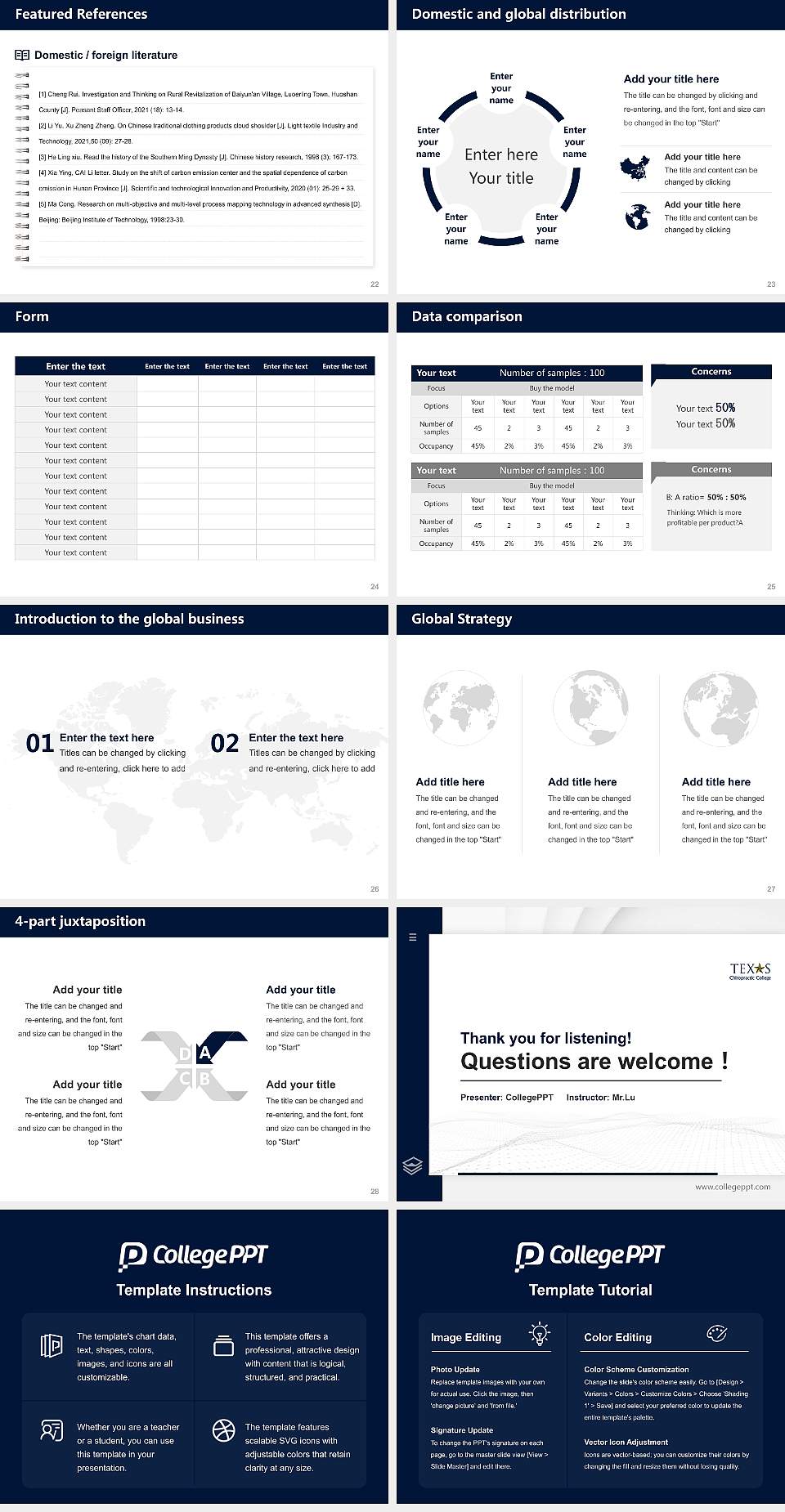 Texas Chiropractic College Thesis Proposal/Graduation Defense PPT Template4:3 ratio PPT effect preview image4