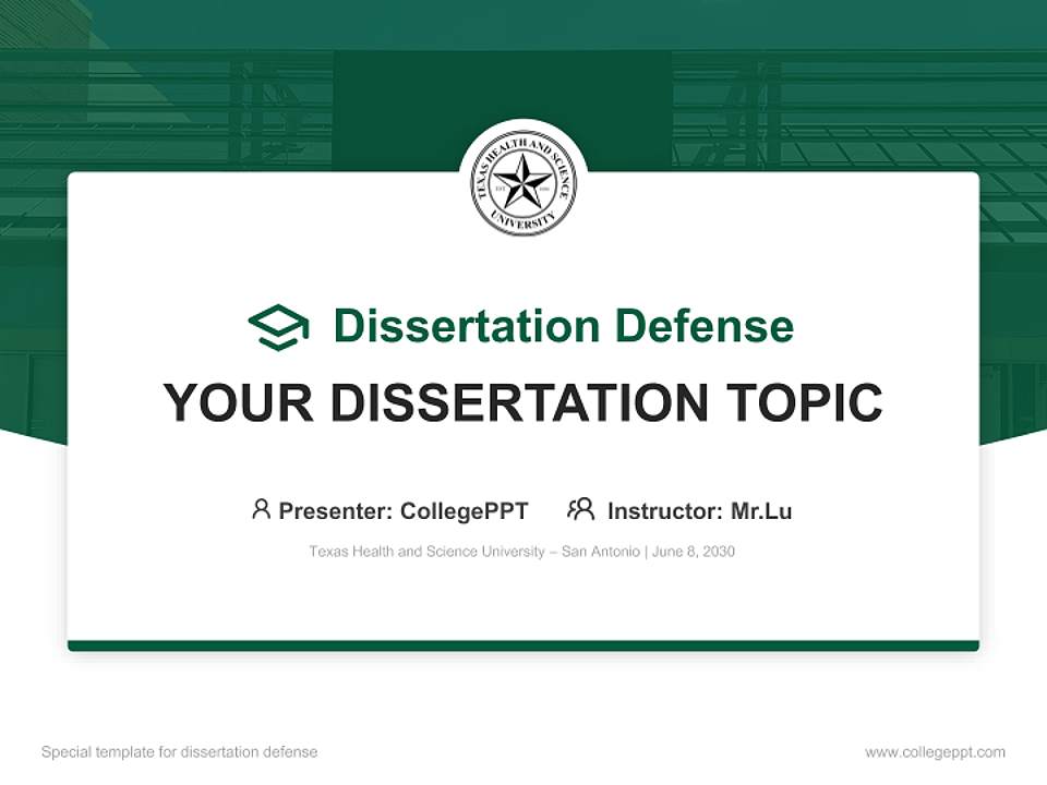 Texas Health and Science University – San Antonio Graduation Thesis Defense PPT Template4:3 ratio PPT effect preview image7