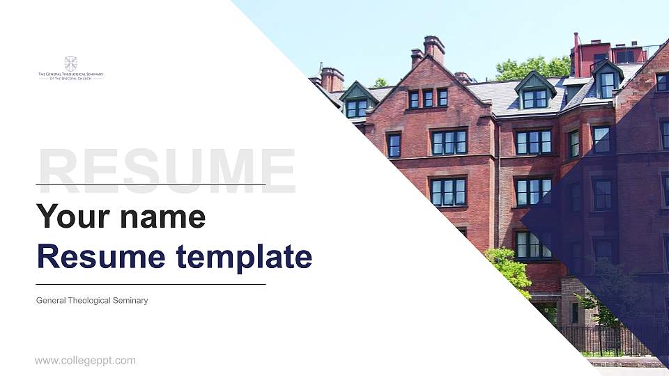 General Theological Seminary Resume PPT Template16:9 ratio PPT effect preview image