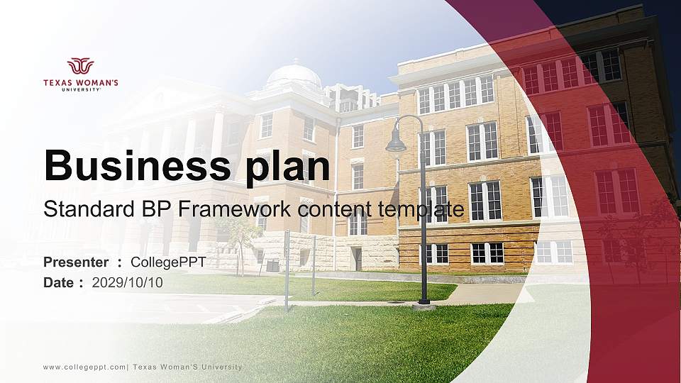 Texas Woman’S University Competition/Entrepreneurship Contest PPT Template16:9 ratio PPT effect preview image