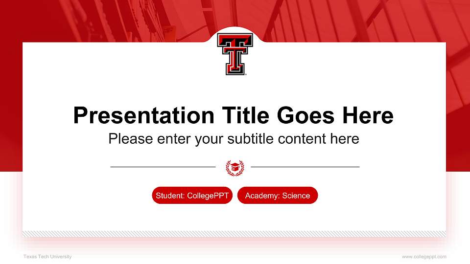Texas Tech University National Scholarship Defense PPT Template16:9 ratio PPT effect preview image1
