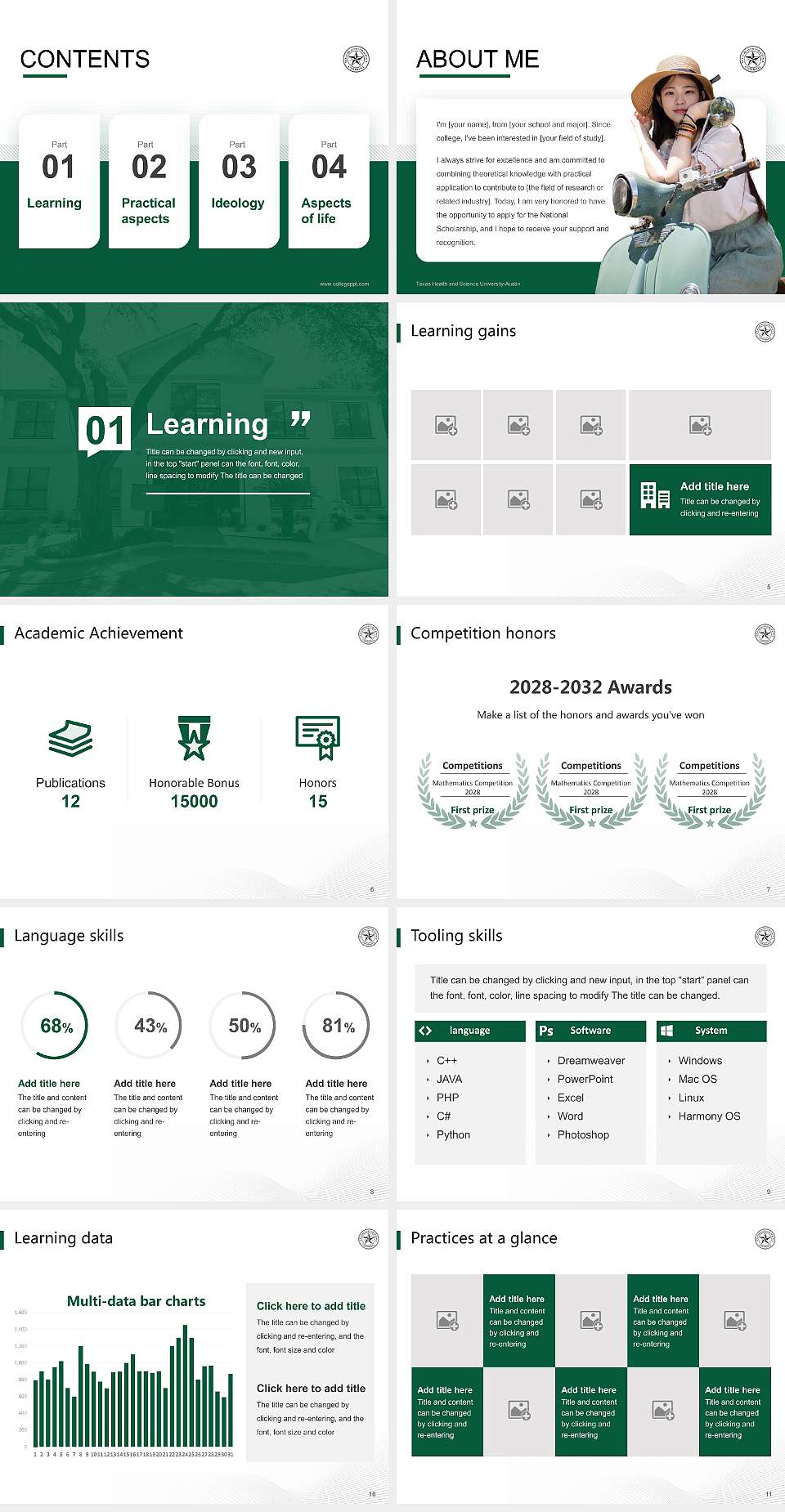 Texas Health and Science University-Austin National Scholarship Defense PPT Template4:3 ratio PPT effect preview image2