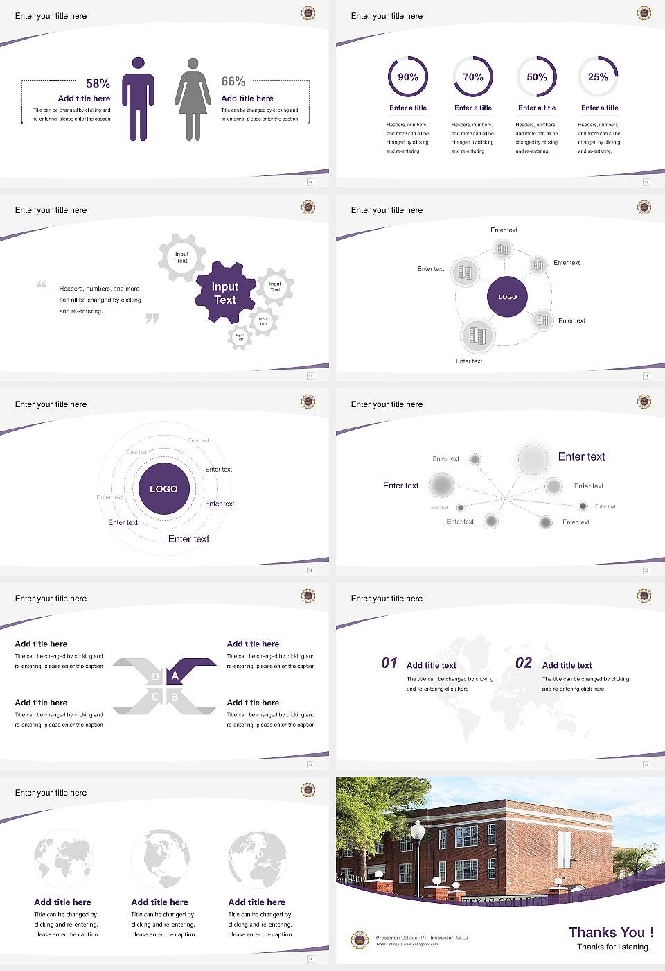 Texas College Course/Courseware Creation PPT Template16:9 ratio PPT effect preview image4