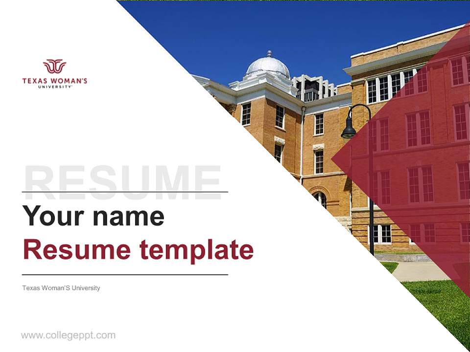 Texas Woman’S University Resume PPT Template4:3 ratio PPT effect preview image5