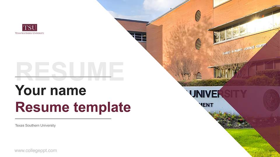 Texas Southern University Resume PPT Template16:9 ratio PPT effect preview image