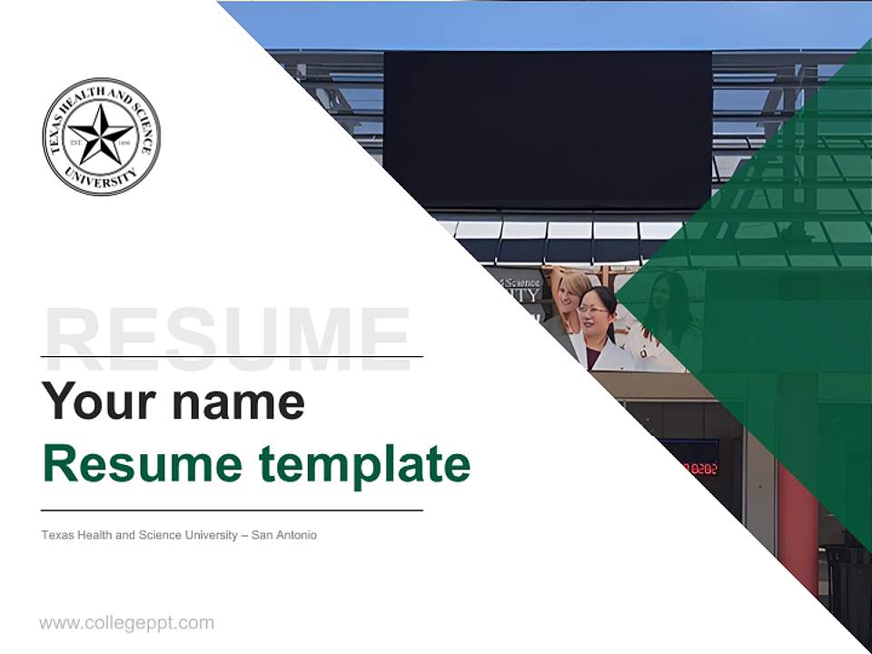 Texas Health and Science University – San Antonio Resume PPT Template4:3 ratio PPT effect preview image5