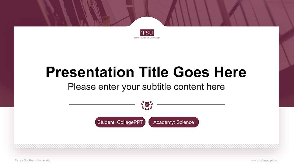 Texas Southern University National Scholarship Defense PPT Template16:9 ratio PPT effect preview image