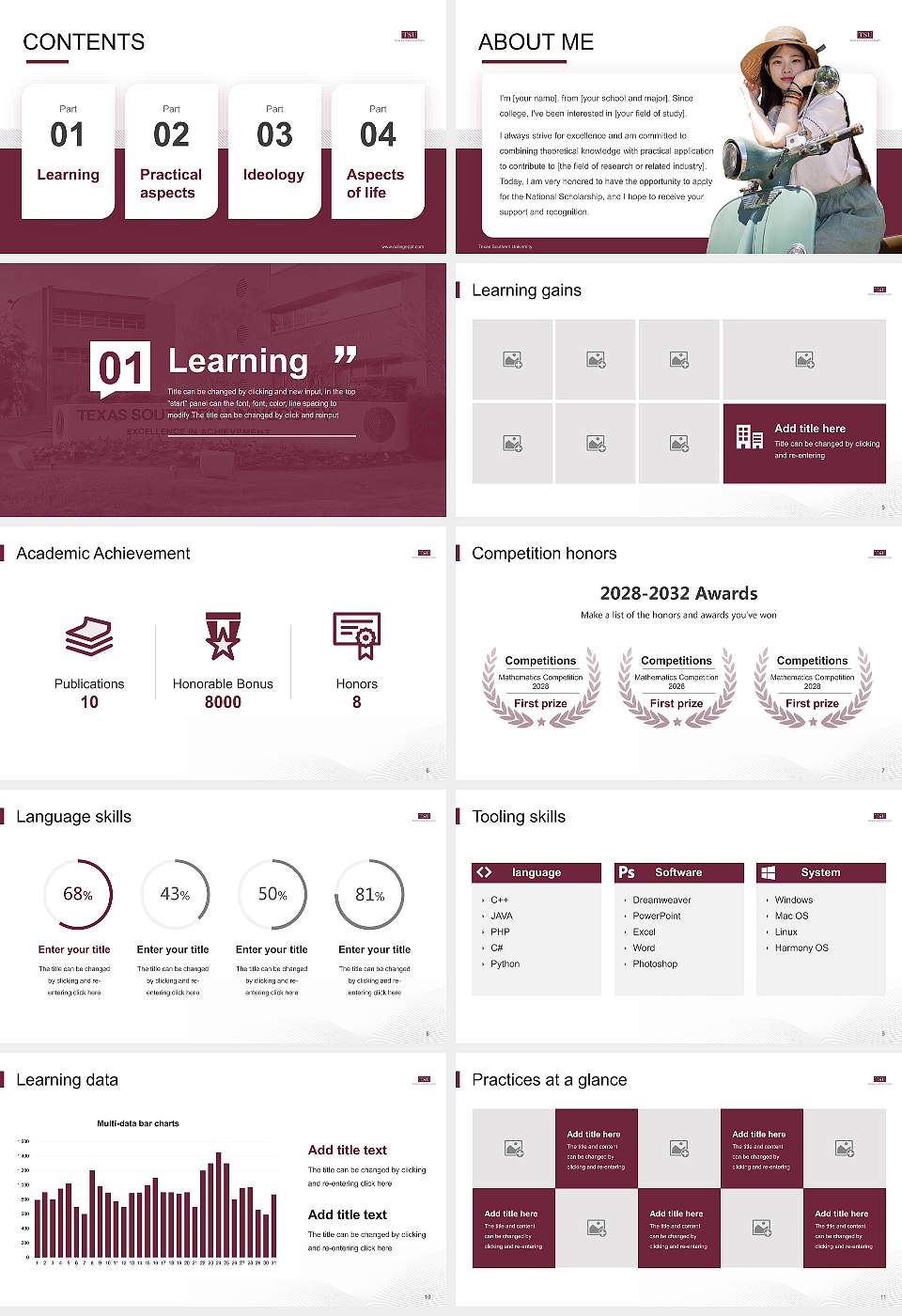 Texas Southern University National Scholarship Defense PPT Template16:9 ratio PPT effect preview image2