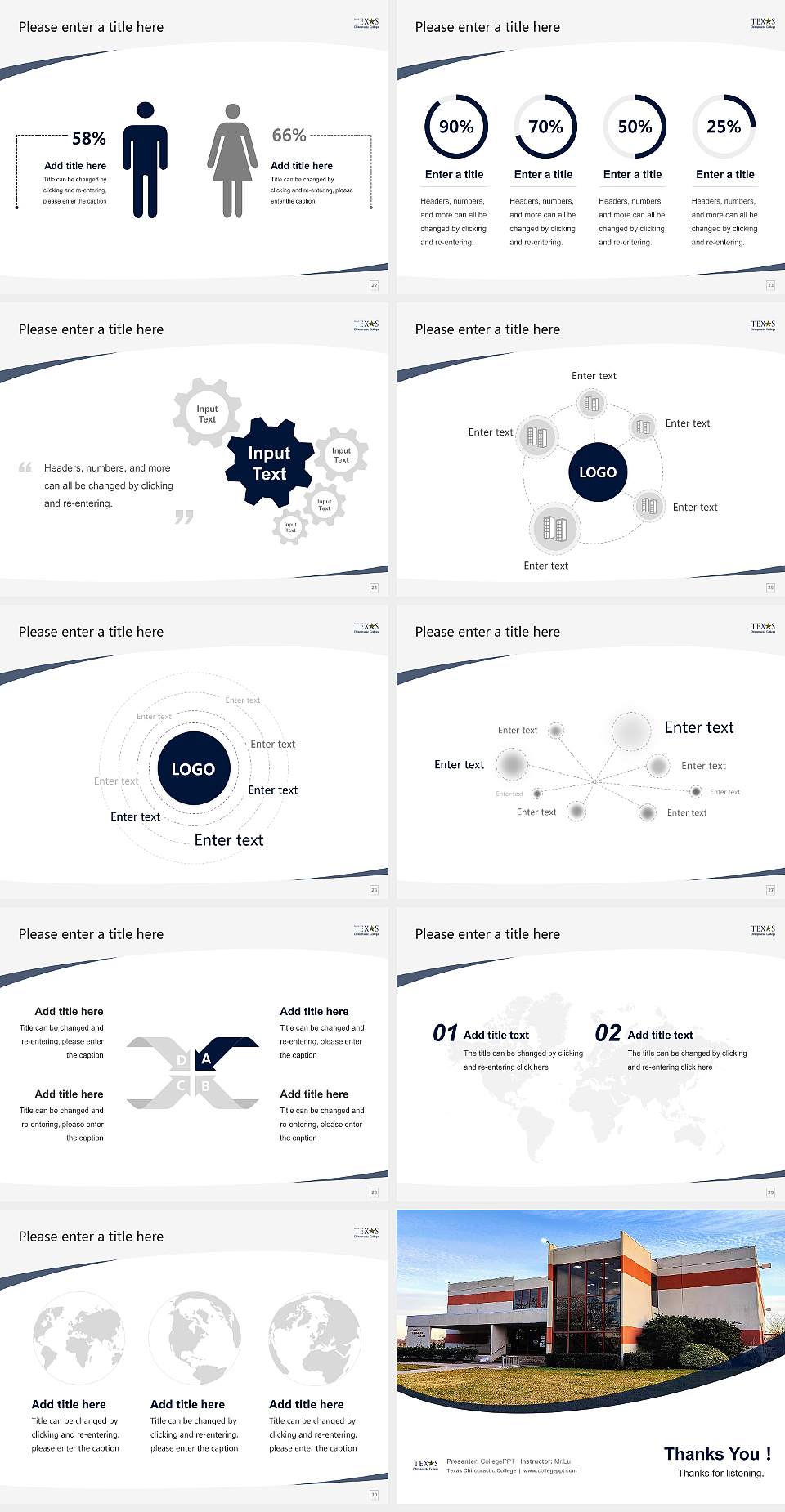 Texas Chiropractic College Course/Courseware Creation PPT Template4:3 ratio PPT effect preview image4