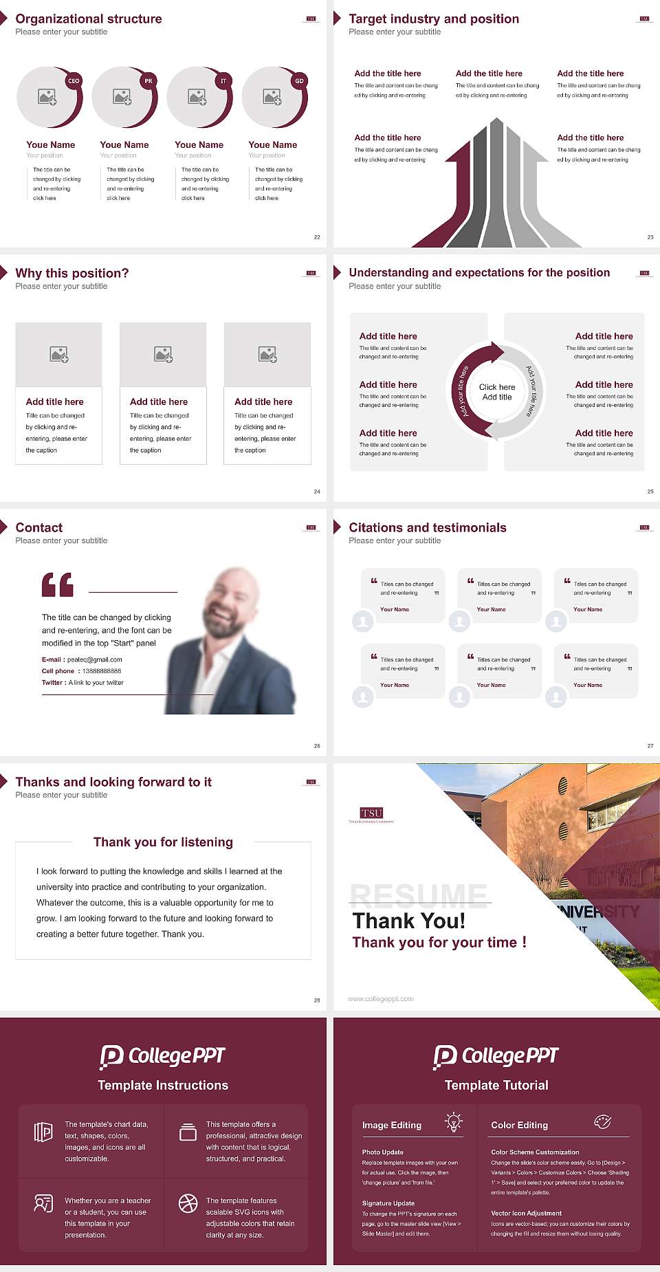 Texas Southern University Resume PPT Template4:3 ratio PPT effect preview image4