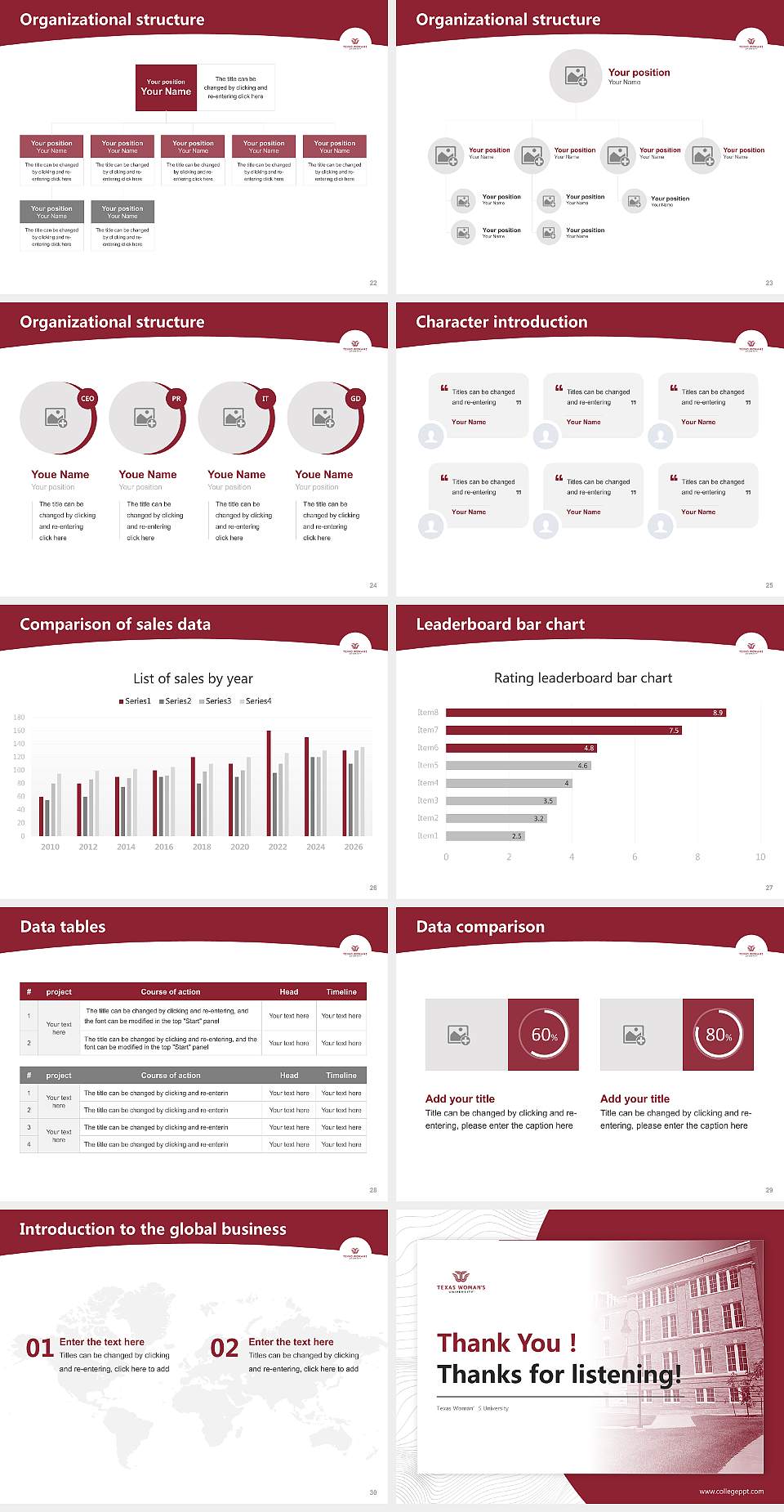 Texas Woman’S University Academic Presentation/Research Findings Report PPT Template4:3 ratio PPT effect preview image4