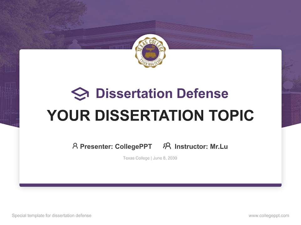 Texas College Graduation Thesis Defense PPT Template4:3 ratio PPT effect preview image7