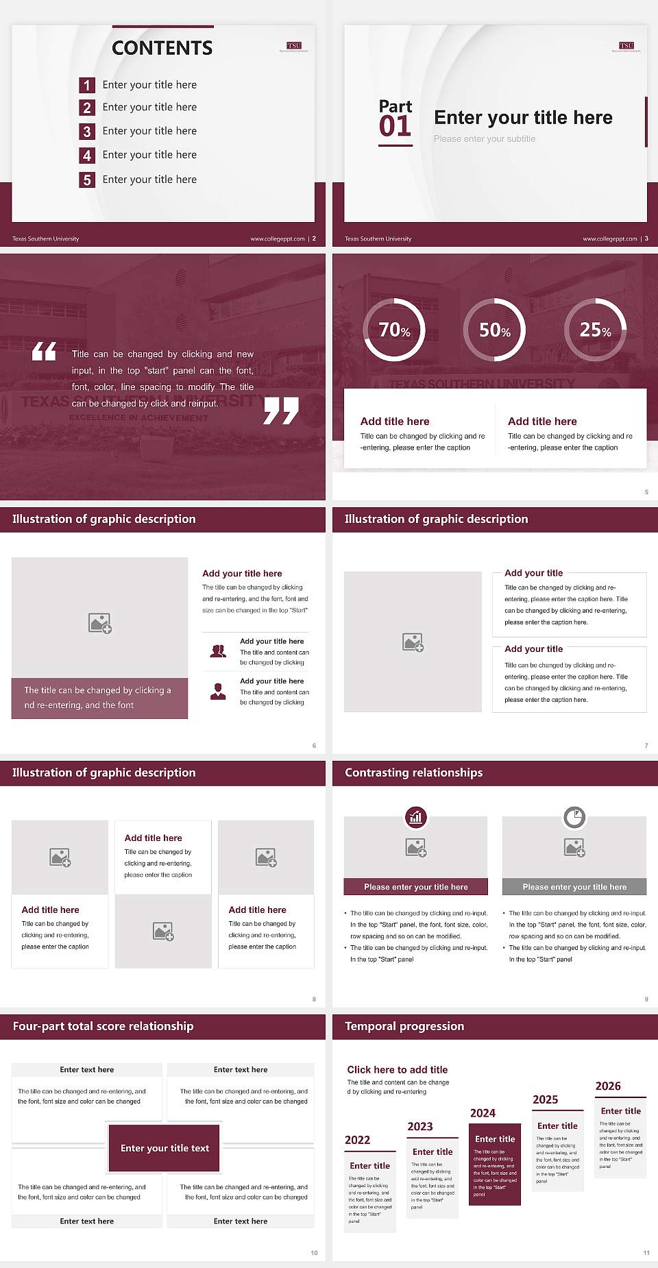 Texas Southern University Thesis Proposal/Graduation Defense PPT Template4:3 ratio PPT effect preview image2