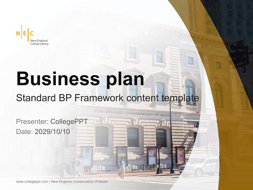 New England Conservatory of Music Competition/Entrepreneurship Contest PPT Template4:3 ratio PPT effect preview image9