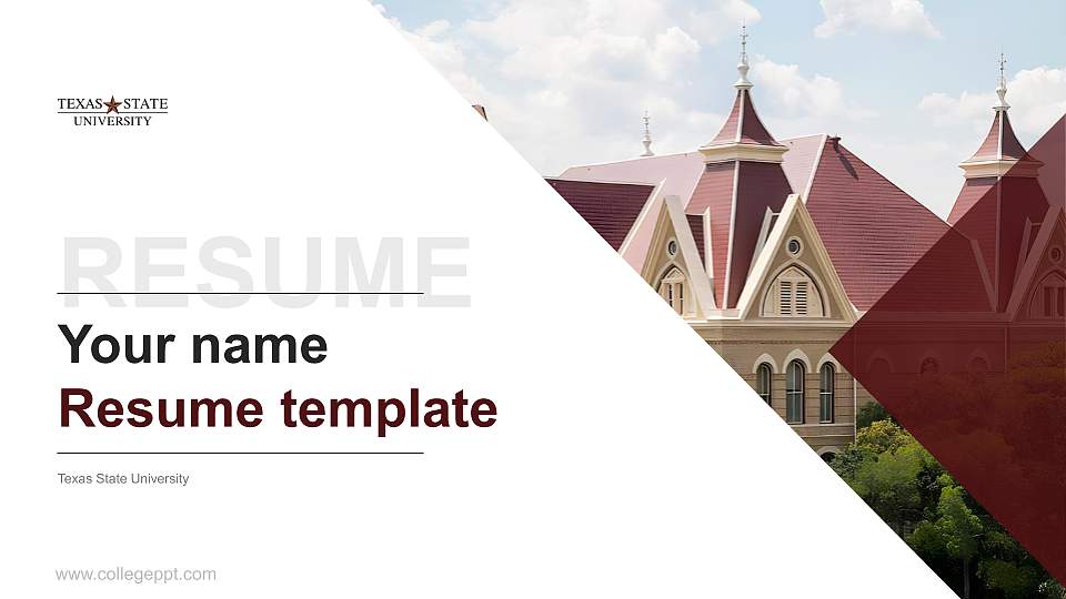 Texas State University Resume PPT Template16:9 ratio PPT effect preview image