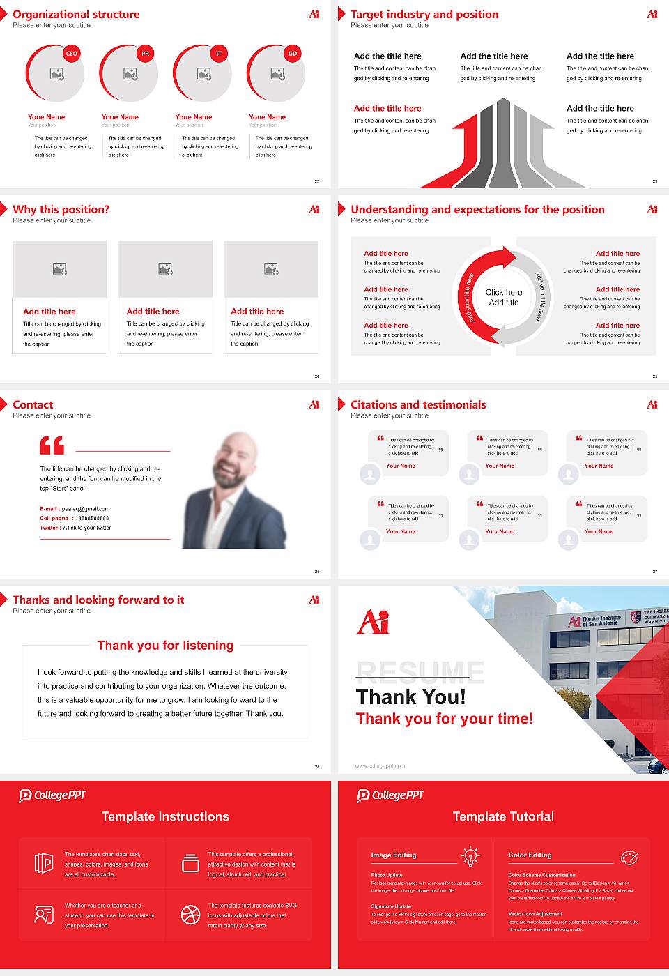 The Art Institute of San Antonio Resume PPT Template16:9 ratio PPT effect preview image4