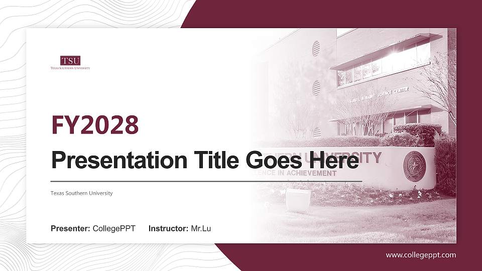 Texas Southern University Academic Presentation/Research Findings Report PPT Template16:9 ratio PPT effect preview image