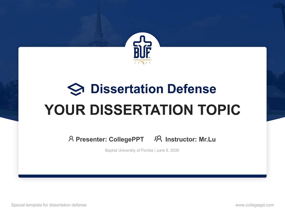 Baptist University of Florida Graduation Thesis Defense PPT Template4:3 ratio PPT effect preview image7