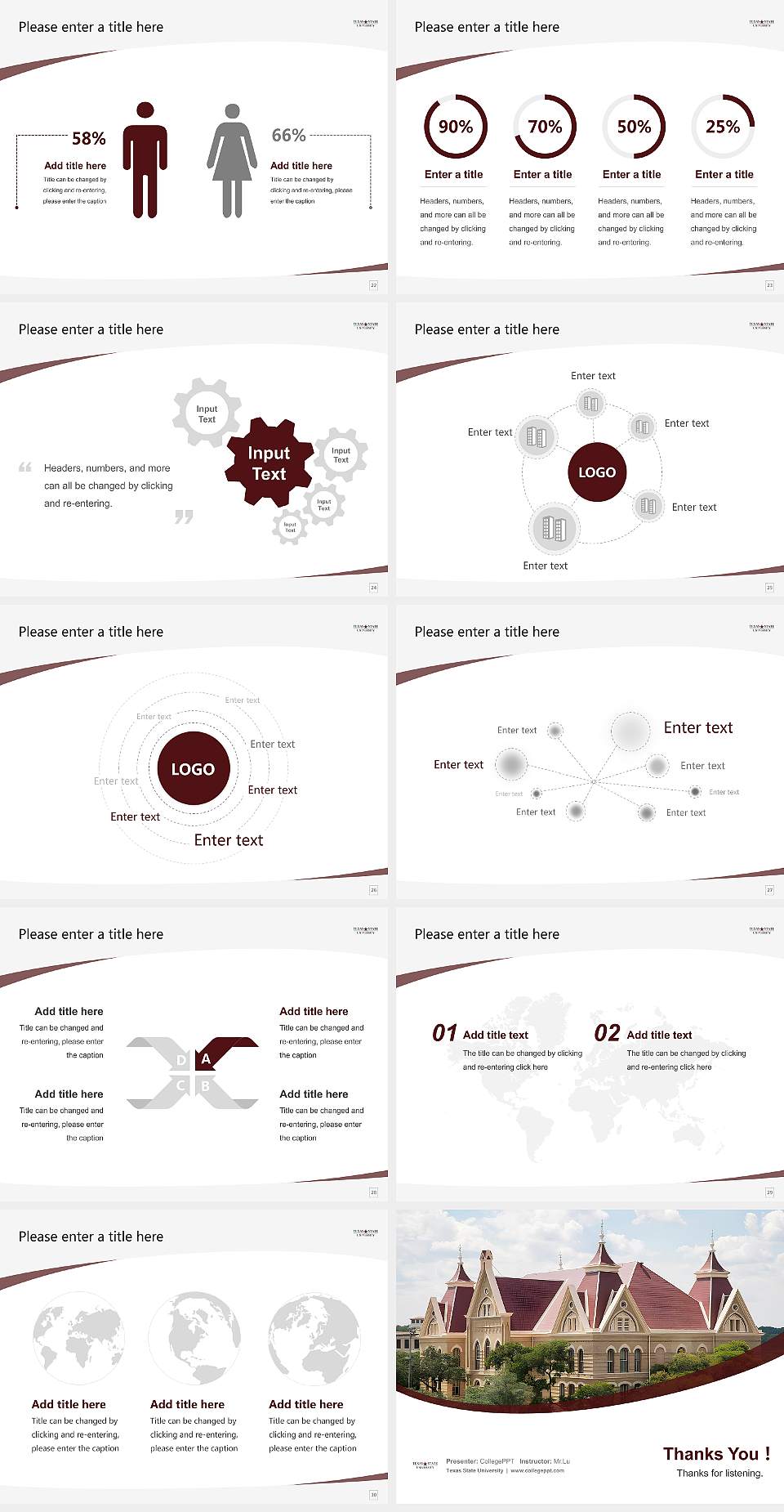 Texas State University Course/Courseware Creation PPT Template4:3 ratio PPT effect preview image4