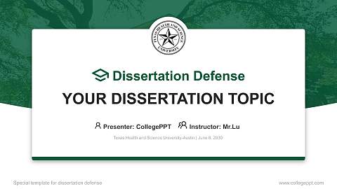 Texas Health and Science University-Austin Graduation Thesis Defense PPT Template