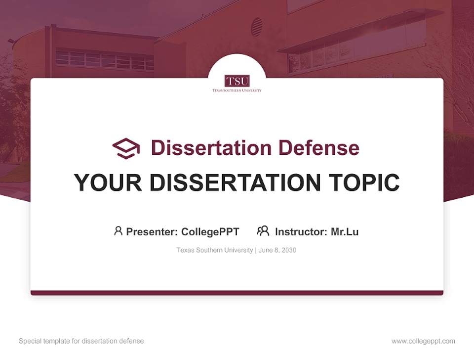 Texas Southern University Graduation Thesis Defense PPT Template4:3 ratio PPT effect preview image7