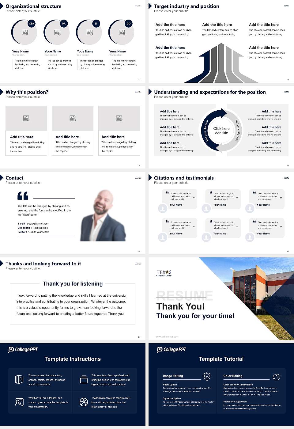 Texas Chiropractic College Resume PPT Template16:9 ratio PPT effect preview image4