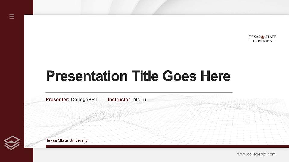 Texas State University Thesis Proposal/Graduation Defense PPT Template16:9 ratio PPT effect preview image