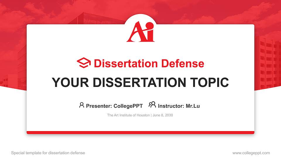 The Art Institute of Houston Graduation Thesis Defense PPT Template16:9 ratio PPT effect preview image