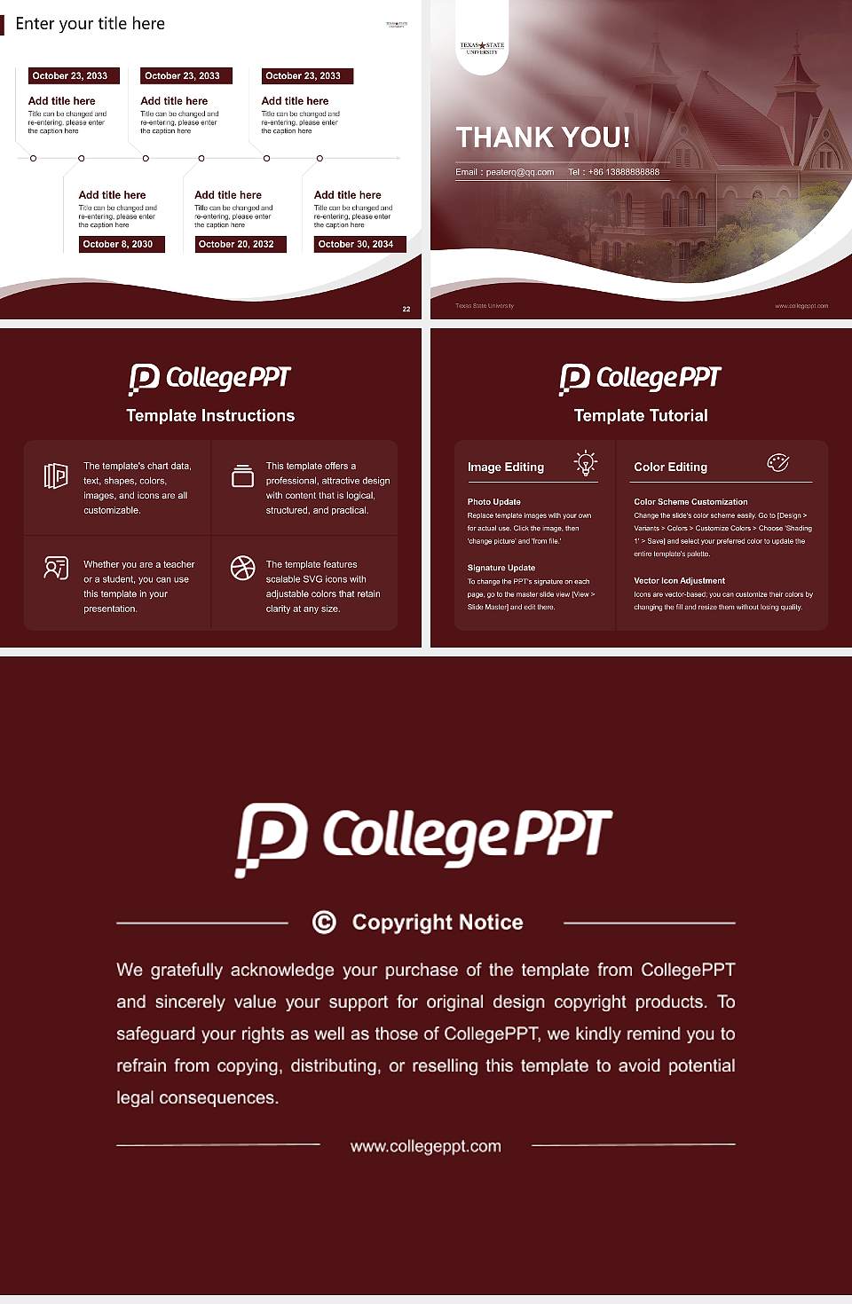 Texas State University Lecture Sharing and Networking Event PPT Template4:3 ratio PPT effect preview image4