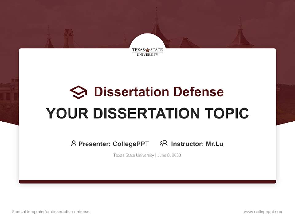 Texas State University Graduation Thesis Defense PPT Template4:3 ratio PPT effect preview image7