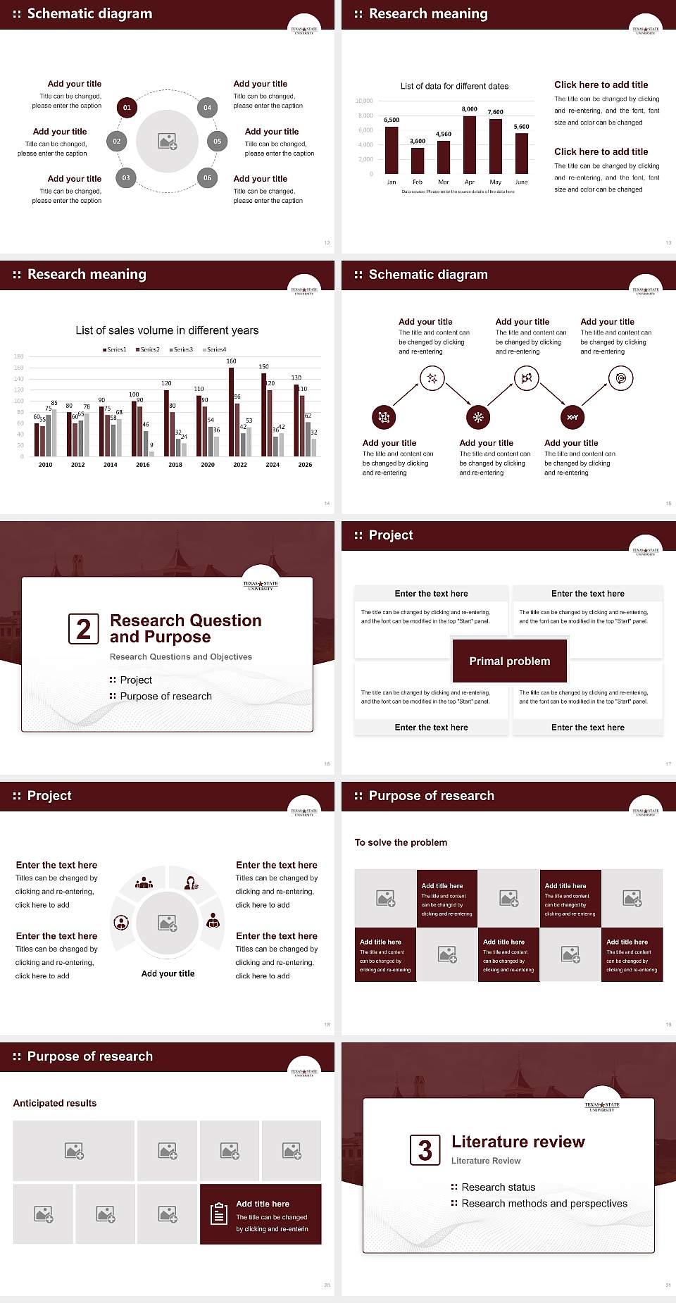 Texas State University Graduation Thesis Defense PPT Template4:3 ratio PPT effect preview image3