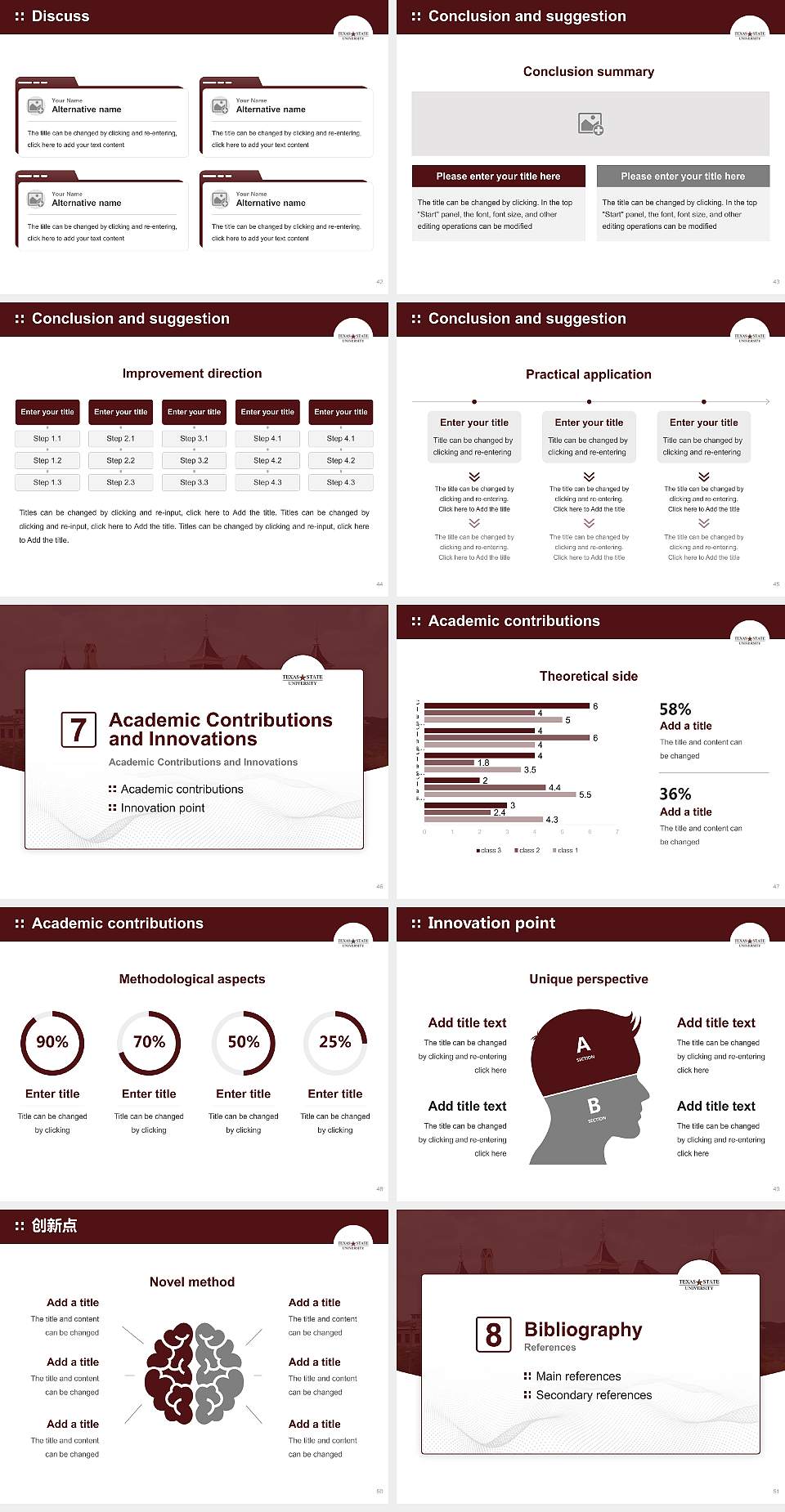 Texas State University Graduation Thesis Defense PPT Template4:3 ratio PPT effect preview image6