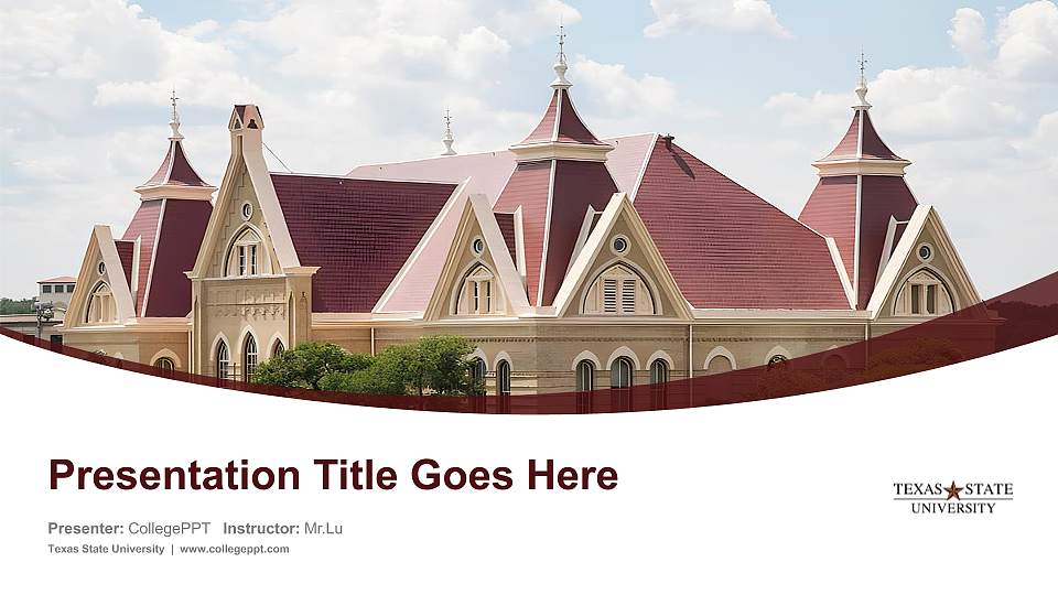 Texas State University Course/Courseware Creation PPT Template16:9 ratio PPT effect preview image
