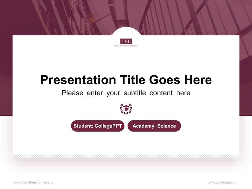 Texas Southern University National Scholarship Defense PPT Template4:3 ratio PPT effect preview image4