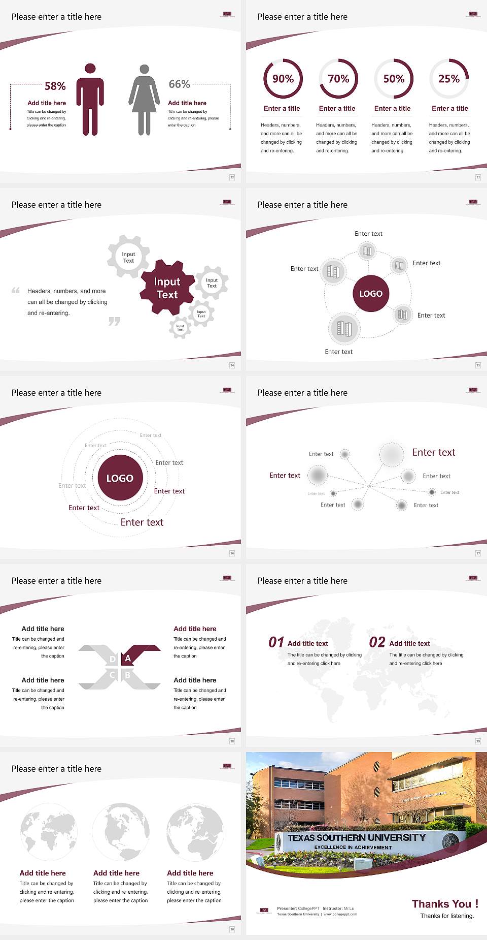 Texas Southern University Course/Courseware Creation PPT Template4:3 ratio PPT effect preview image4