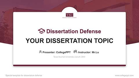 Texas Southern University Graduation Thesis Defense PPT Template