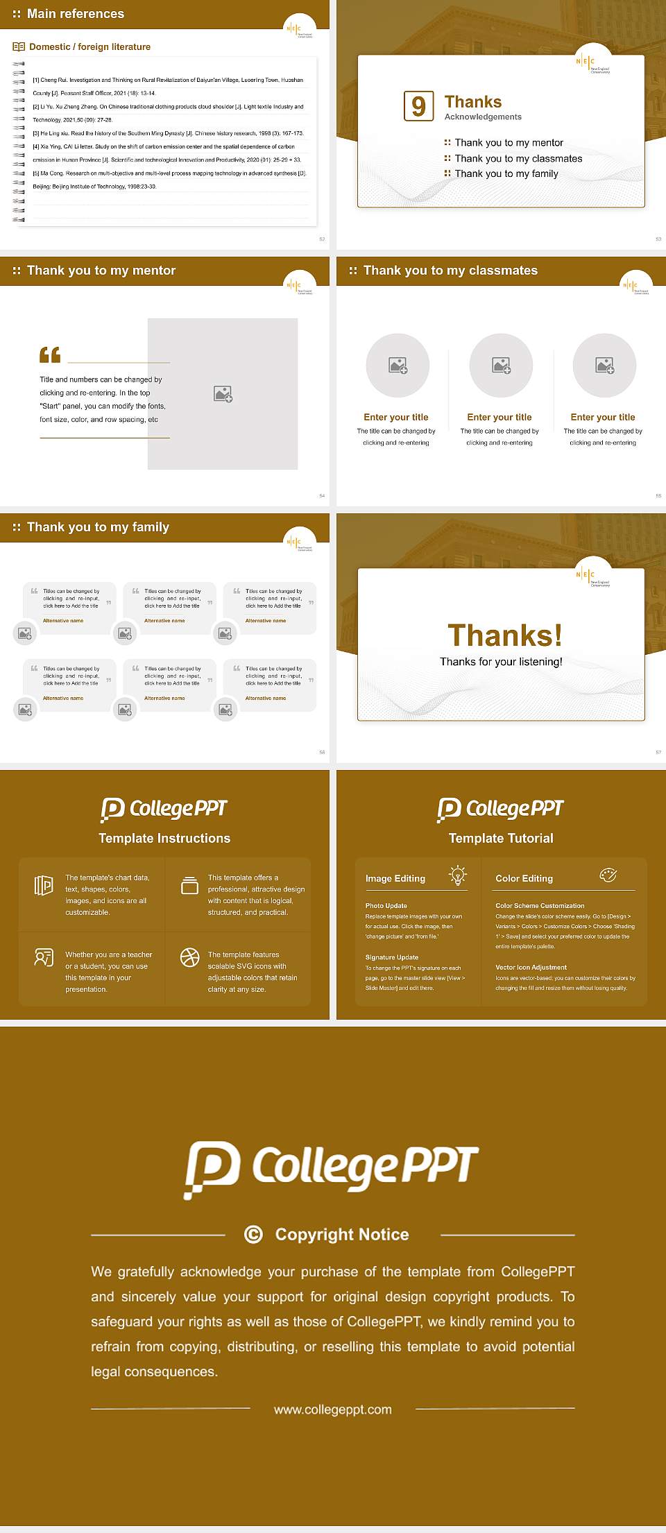 New England Conservatory of Music Graduation Thesis Defense PPT Template4:3 ratio PPT effect preview image7