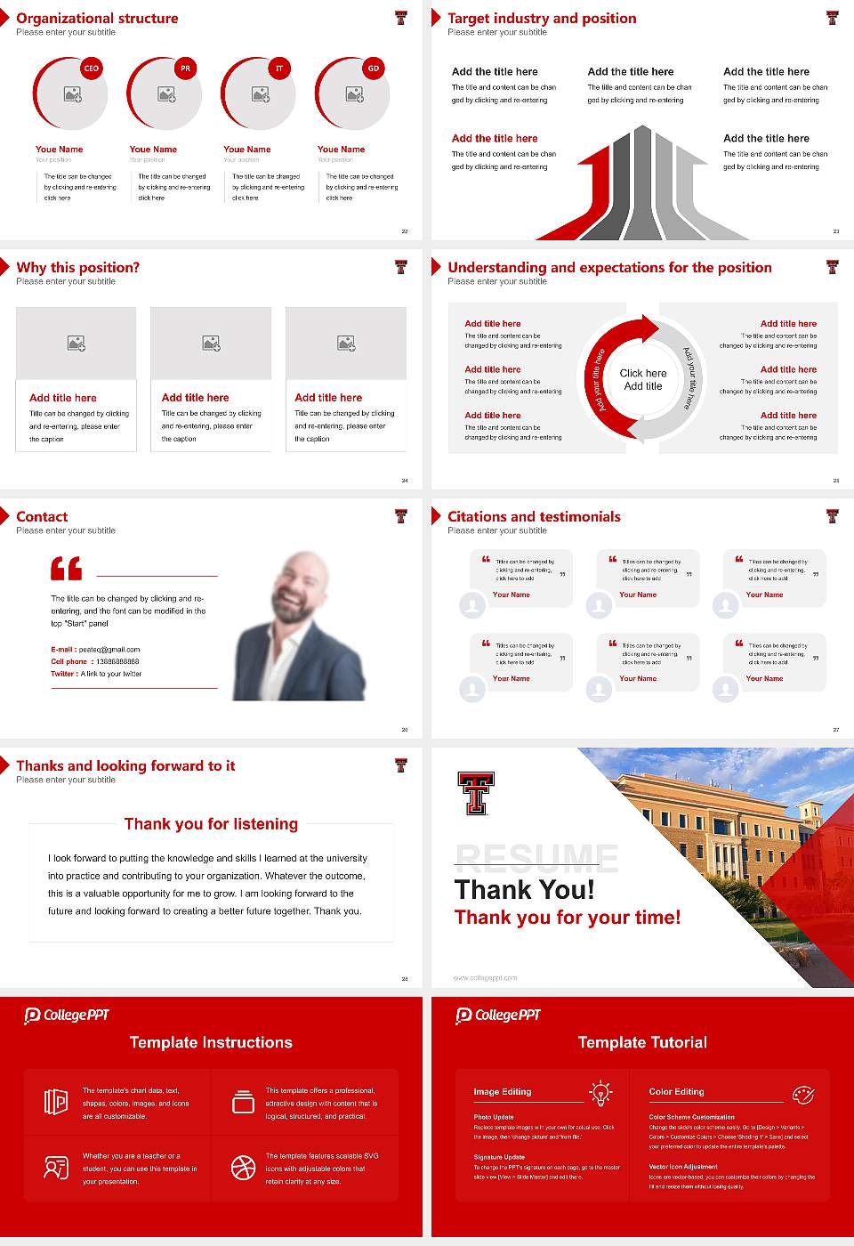 Texas Tech University Health Sciences Center-El Paso Resume PPT Template16:9 ratio PPT effect preview image4