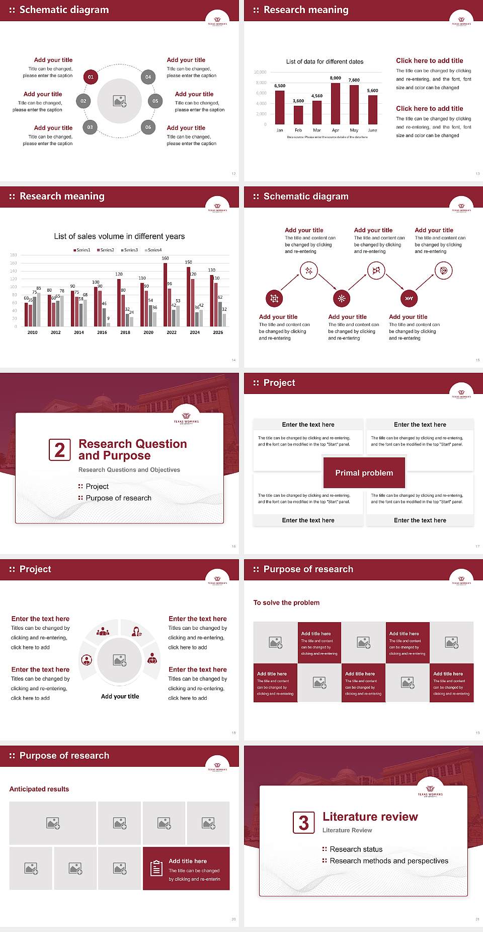 Texas Woman’S University Graduation Thesis Defense PPT Template4:3 ratio PPT effect preview image3