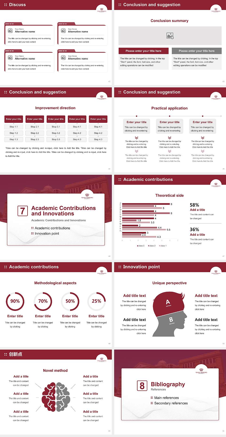Texas Woman’S University Graduation Thesis Defense PPT Template4:3 ratio PPT effect preview image6