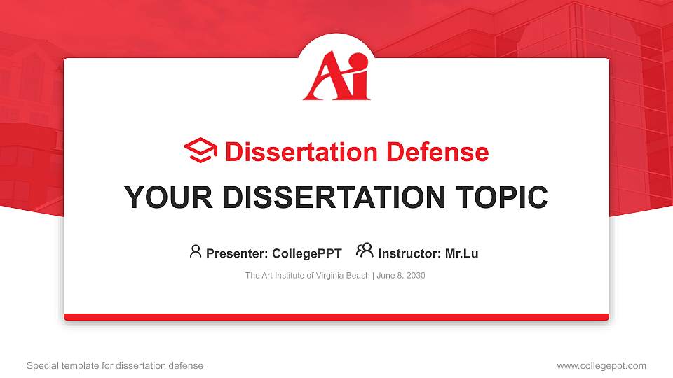 The Art Institute of Virginia Beach Graduation Thesis Defense PPT Template16:9 ratio PPT effect preview image
