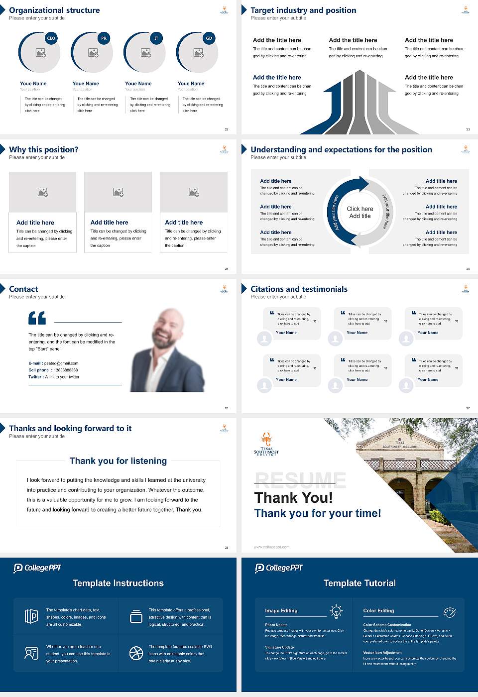 Texas Southmost College Resume PPT Template16:9 ratio PPT effect preview image4
