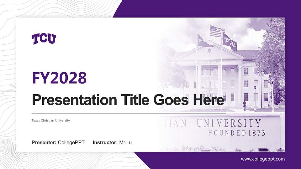 Texas Christian University Academic Presentation/Research Findings Report PPT Template16:9 ratio PPT effect preview image